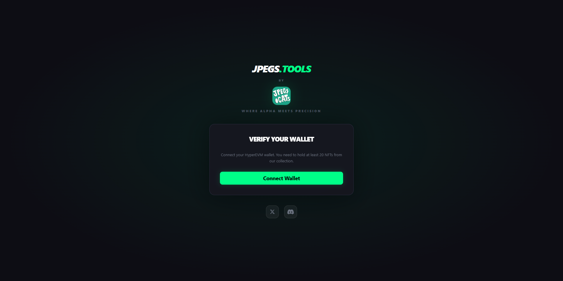 Pantalla VERIFY YOUR WALLET pidiendo conectar wallet de HyperEVM para validar el acceso